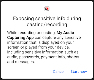 MediaProjection confirmation dialog